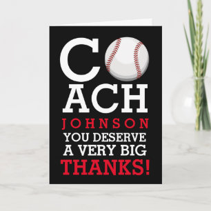 Baseball Coach Custom Name Thank You Card