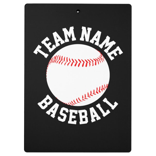 Baseball Coach Custom Team Name and Colour Sports Clipboard (Back)