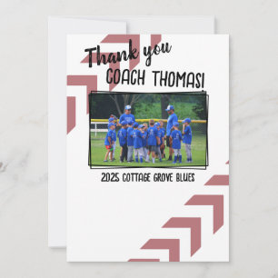 Baseball Coach Custom Team Picture Thank You Card