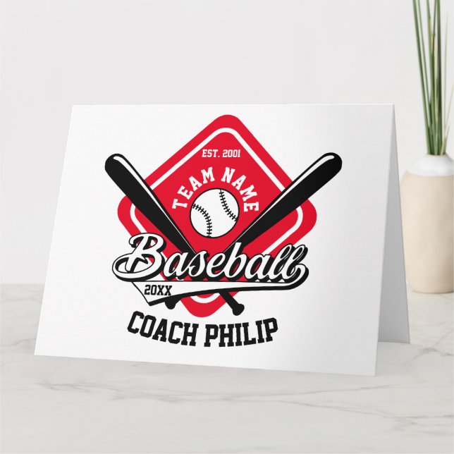 Baseball coach end of season team player gift card (Front)