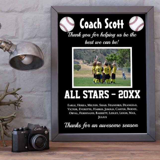Baseball coach gift with team photo poster (Creator Uploaded)