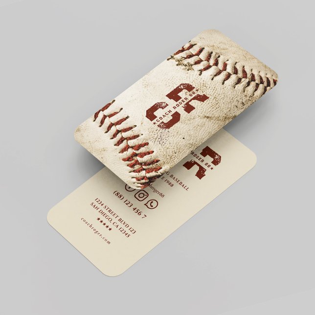 Baseball Coach Monogram Rustic Baseball Initials Business Card (Baseball Coach Monogram Rustic Baseball Initials Business Card
)