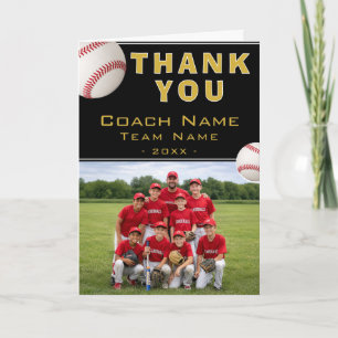 Baseball Coach Team Name Photo Thank You Card
