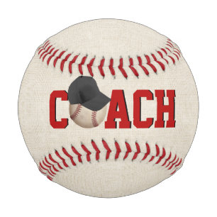 Baseball Coach Text With Ball and Hat