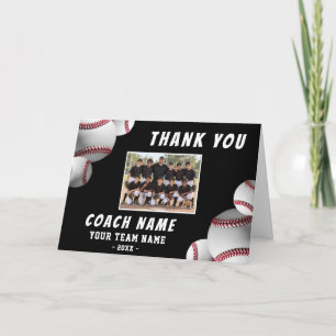 Baseball Coach Thank You Personalised Team Photo Card