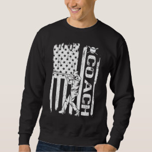 Baseball Coach USA Flag Baseball Trainer Coaching Sweatshirt