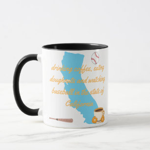 Baseball, coffee and doughnuts in California Mug