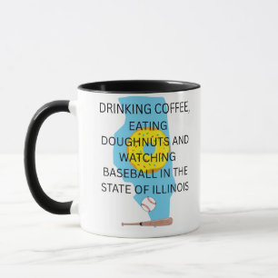 Baseball, coffee and doughnuts in Illinois Mug