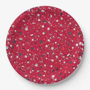 Baseball Confetti, Red-PAPER PARTY PLATES