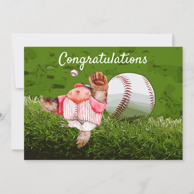 Baseball Congratulations with ball watercolor (Front)