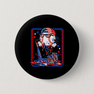 Baseball cool drip 4th of july patriotic american 6 cm round badge