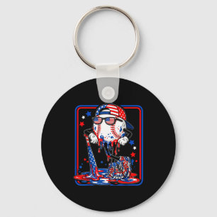 Baseball cool drip 4th of july patriotic american key ring