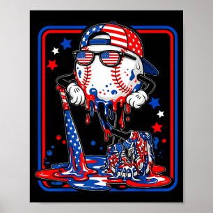 Baseball cool drip 4th of july patriotic american poster