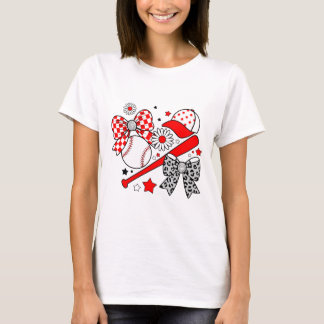 Baseball Coquette Aesthetic Sporty Bow Glitter T-Shirt