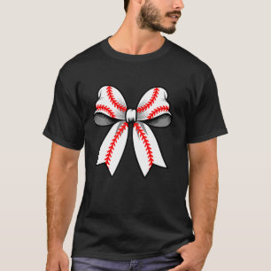 Baseball Coquette Bow Funny Baseball Mum Game Day T-Shirt