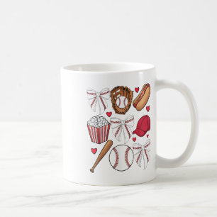 Baseball Coquette Bow Women Girls Baseball Cheer M Coffee Mug
