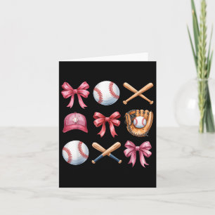 Baseball Coquette Bow Women Girls Cheer Mum Mama M Card