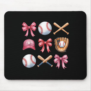 Baseball Coquette Bow Women Girls Cheer Mum Mama M Mouse Pad