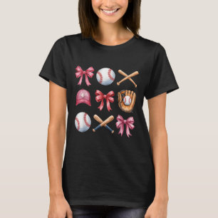 Baseball Coquette Bow Women Girls Cheer Mum Mama M T-Shirt