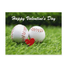 Baseball  couple on green grass Happy Valentine's