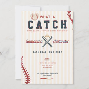 Baseball Couples Engagement Party Wedding Shower Invitation
