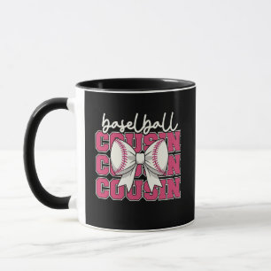 Baseball Cousin Pink Coquette Bow Sports Fan Mug