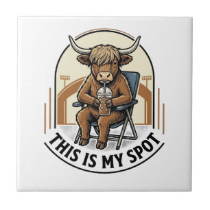 Baseball Cow Shirt With Iced Coffee Mascot Ceramic Tile