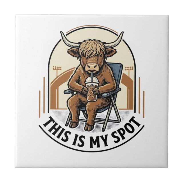 Baseball Cow Shirt With Iced Coffee Mascot Ceramic Tile (Front)