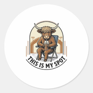 Baseball Cow Shirt With Iced Coffee Mascot Classic Round Sticker