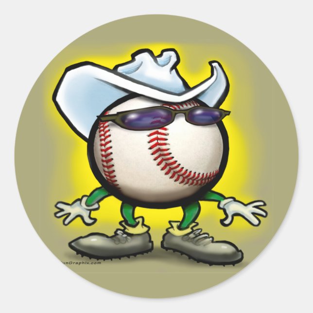 Baseball Cowboy Classic Round Sticker (Front)