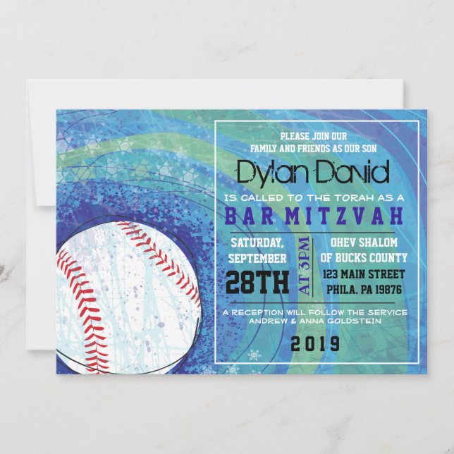 BASEBALL CRAZE Bar Bat Mitzvah Invitation (Front)
