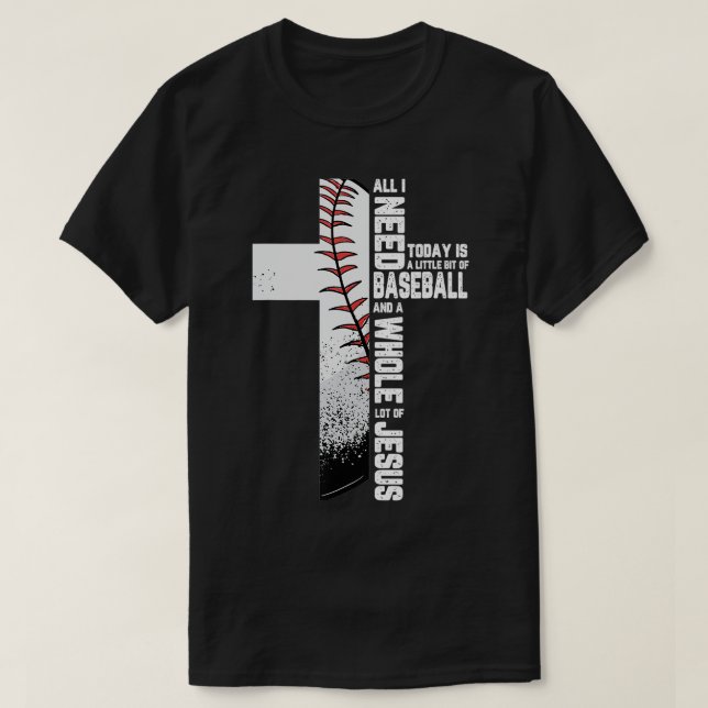 Baseball Cross Jesus Christian Quote Cool Sports L T-Shirt (Design Front)
