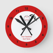 Baseball crossed bats and cap black, red custom