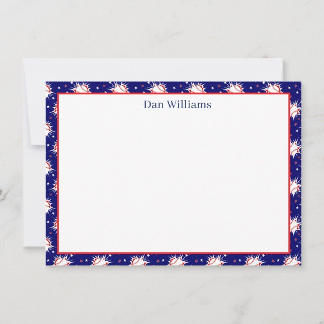 Baseball Custom Name Note Card (Front)