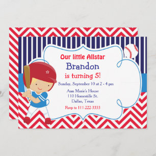 Baseball Cute Blonde Boy Birthday Party Invitation