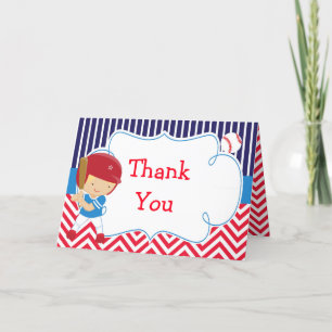 Baseball Cute Blonde Boy Birthday Party Thank You Card