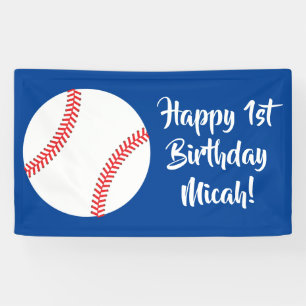 Baseball Cute Sports 1st Birthday Party Banner