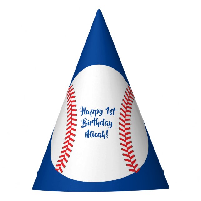 Baseball Cute Sports 1st Birthday Party Hat (Front)