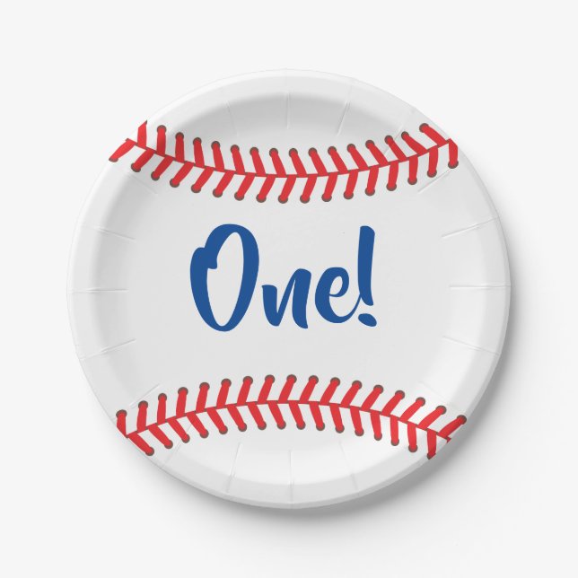 Baseball Cute Sports 1st Birthday Party Paper Plate (Front)