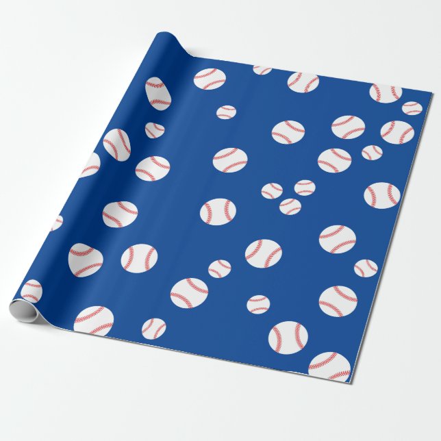 Baseball Cute Sports 1st Birthday Party Wrapping Paper (Unrolled)