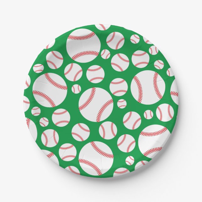 Baseball Cute Sports Kid's Birthday Party Paper Plate (Front)