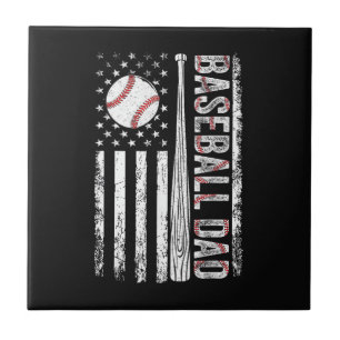 Baseball Dad American Flag Patriotic Father's Day Ceramic Tile