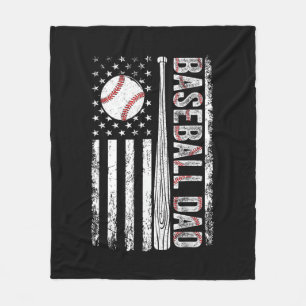 Baseball Dad American Flag Patriotic Father's Day Fleece Blanket