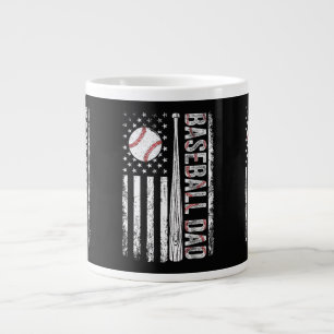 Baseball Dad American Flag Patriotic Father's Day Large Coffee Mug