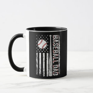 Baseball Dad American Flag Patriotic Father's Day Mug