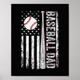 Baseball Dad American Flag Patriotic Father's Day  Poster