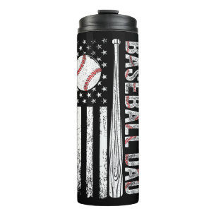 Baseball Dad American Flag Patriotic Father's Day Thermal Tumbler