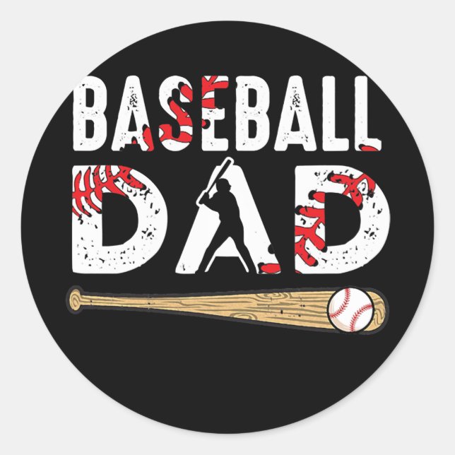 Baseball Dad Baseball Lover For Fathers Day  Classic Round Sticker (Front)