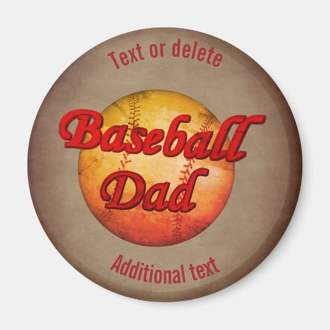 Baseball Dad Cute Personalised Magnet (Front)