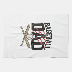 Baseball Dad Distressed Vintage Engraving Shirt De Tea Towel